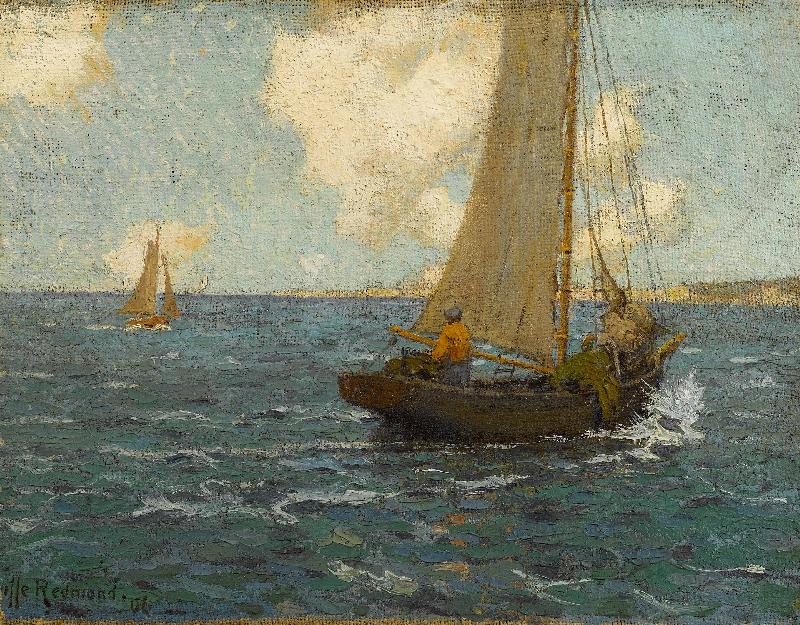 Sailboats on calm seas, Granville Redmond